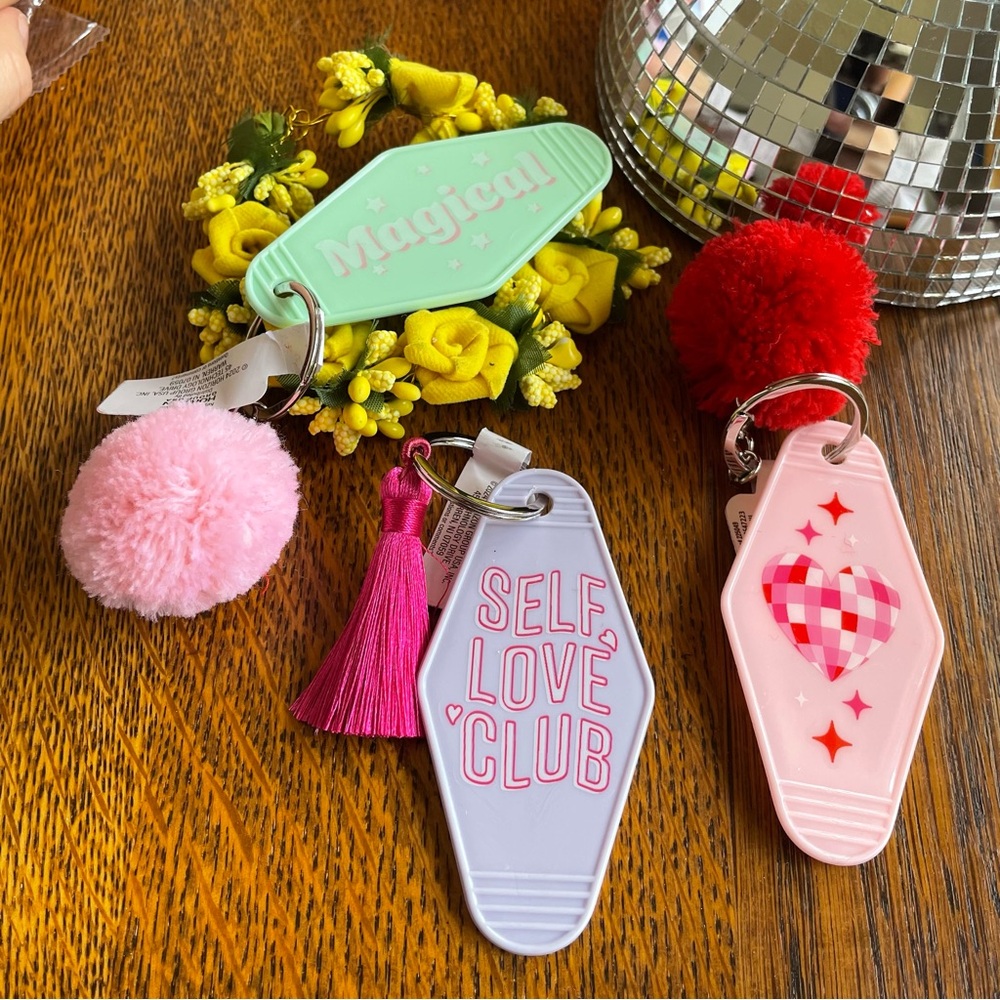GIFTED 3 Keychains 💖 Self Love Club, Magical & Disco Ball Heart❣️🪩 - Picture 1 of 4